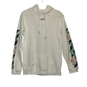 Off White Cherry Blossom White Floral Hoodie Sweatshirt size X Small